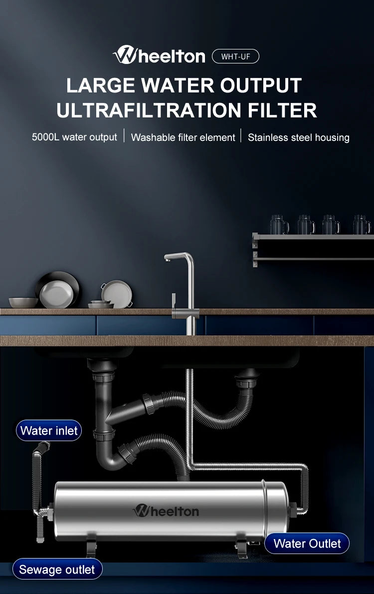 Wheelton 5000L/H Ultrafiltration 0.01μm Filter System Large Water Output For Bacterial Reduction Purifier Water