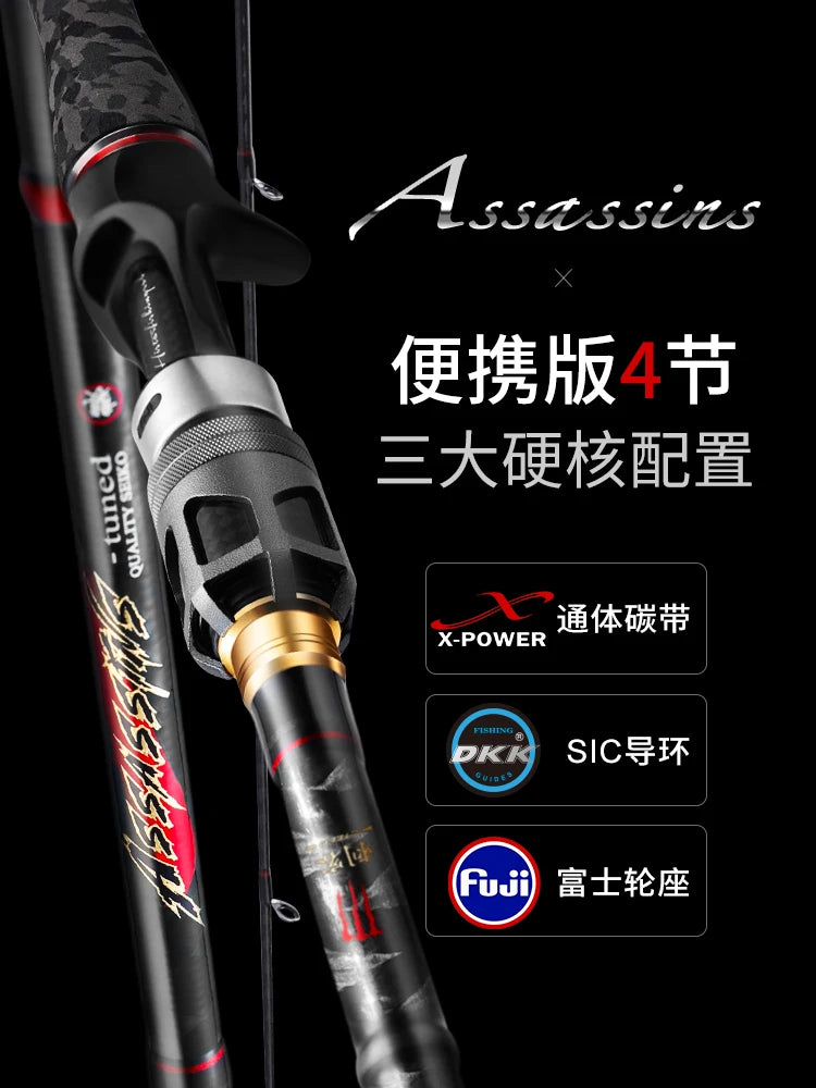 HISTAR Spinning Casting Carbon Fishing Rod 1.68M-2.44M Untra-Light Lure Rod 4 Sections Portable Travel Rods with Portable Bag