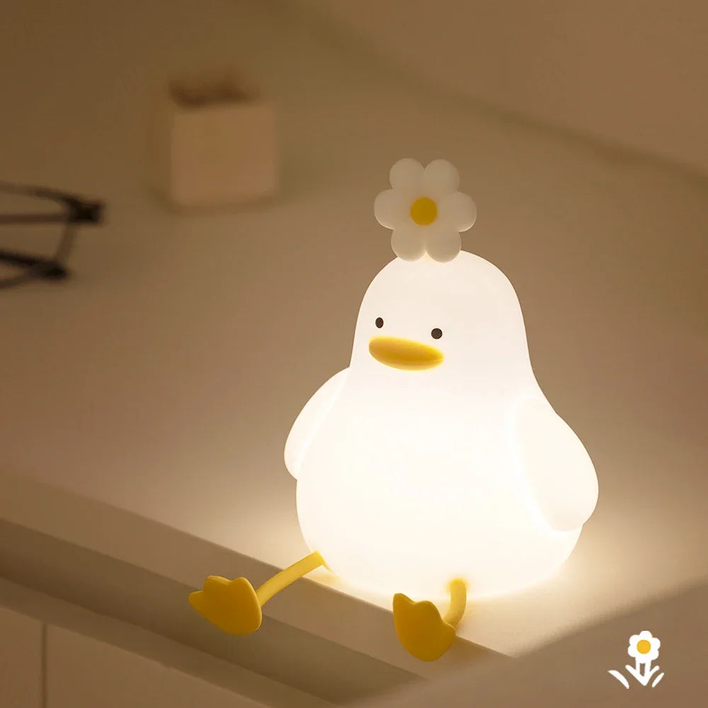 Duck Silicone Night Light for Children with Timer Usb Rechargeable Dimming Touch Lamp Sleeping Bedroom Cartoon Animal Decor Gift