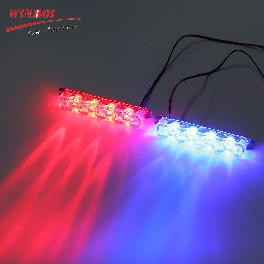 6/4 Led Warning Strobe Lights Bar 12V Amber Blue Red Police Emergency Beacon Car Motorcycle Stroboscopes Safety Police Lights