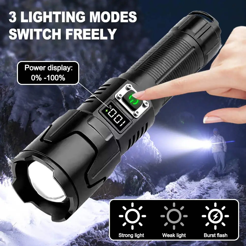 30W Super bright Long Shot Torch LED White Laser Flashlight USB Rechargeable Flash Light 26650 Flashlights Tactical Lantern