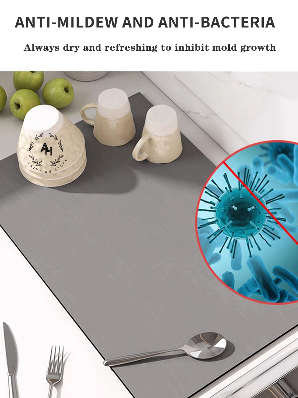 3d Diatom Mud Kitchen Countertop Drain Pad Absorbent Pad Tableware Draining Mat Non-slip Kitchen Placemat Dish Drying Mat