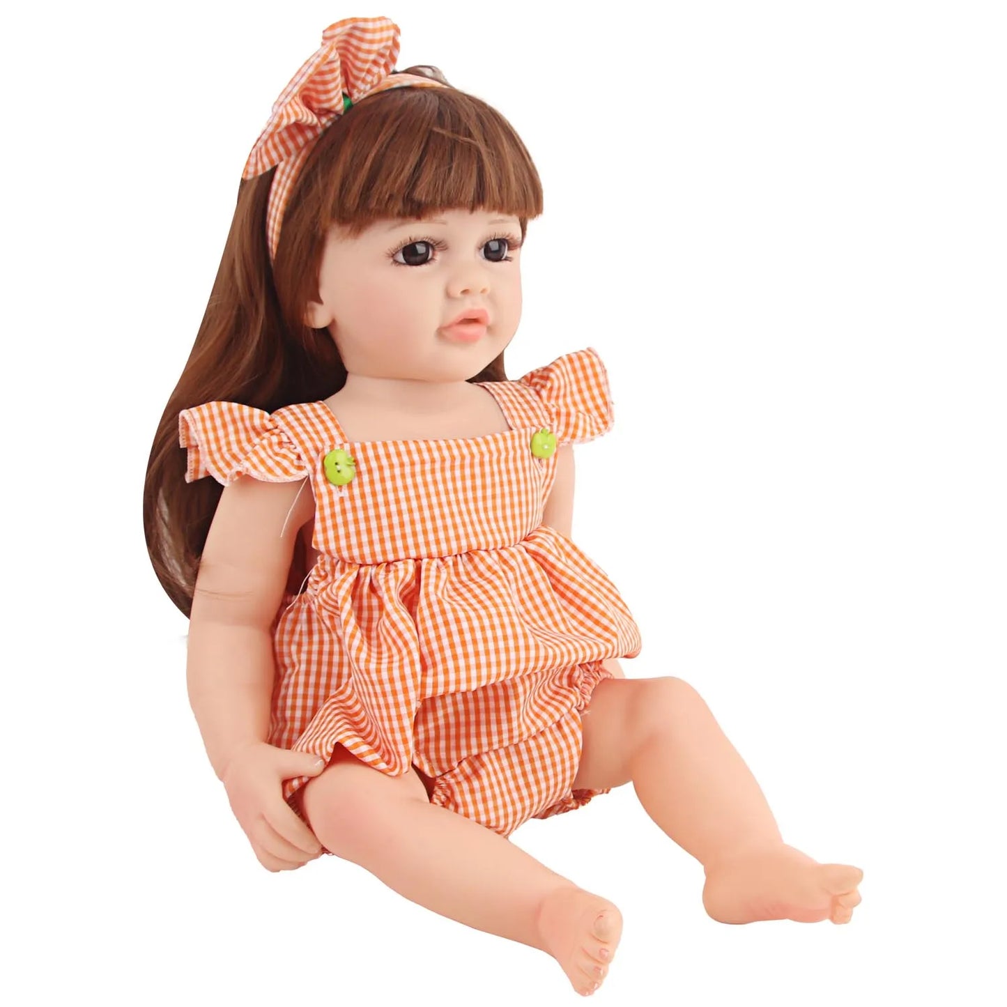 55CM 22 Inches Baby Reborn Girl Doll Full Body Soft Silicone Cute Newborn Dolls With Shoes,Clothes Girl's Best Gift Festival Toy