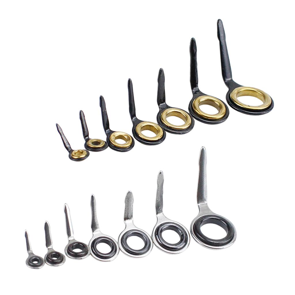 14 Pcs  Fishing Rod Guide Ceramic Rings High Carbon Steel Oval Top Pole Repair Kit Replacement Set Fishing Gear Accessories