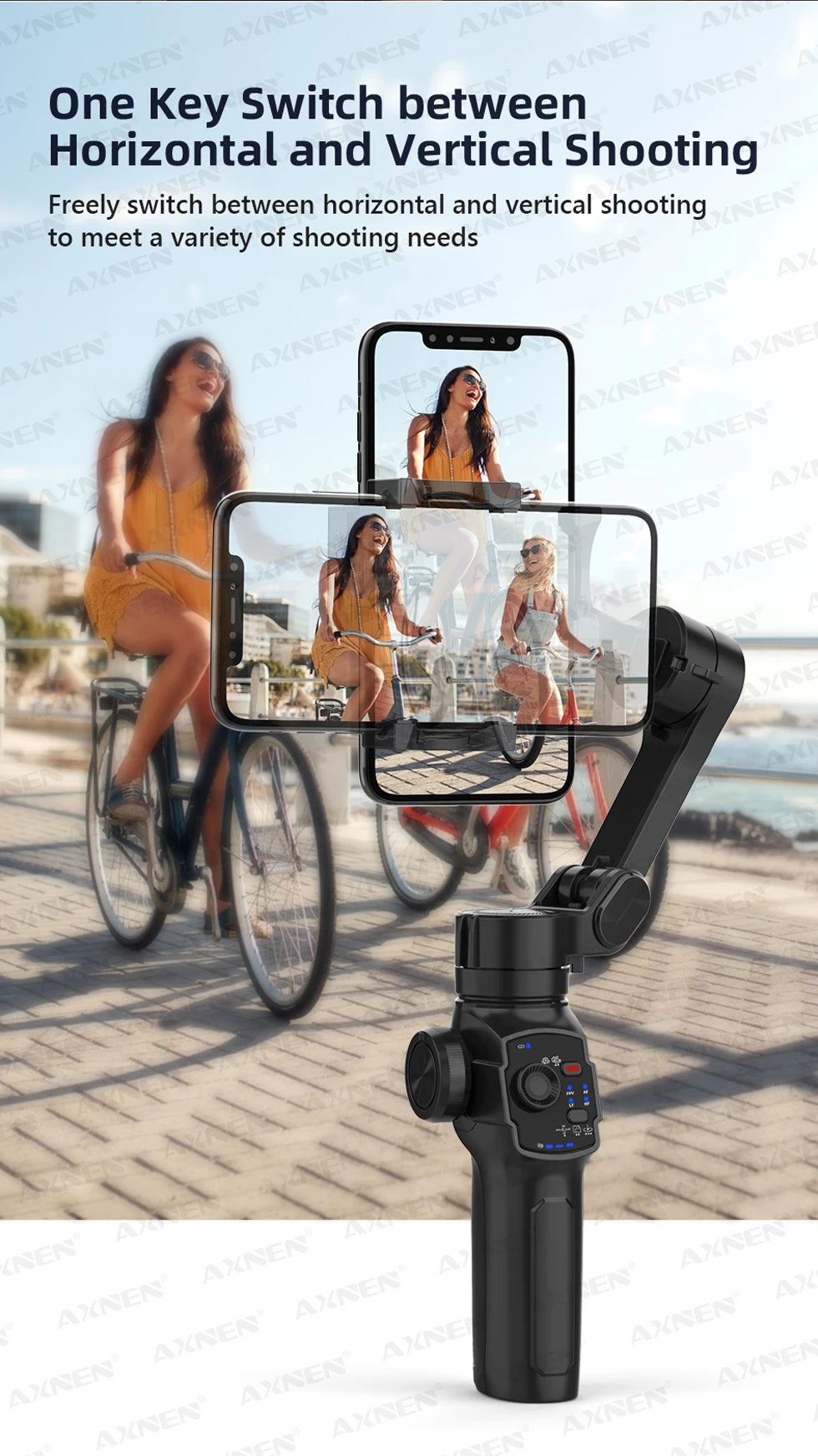 3-Axis Gimbal Stabilizer for Smartphone, Built-In Extension Rod,Portable and Foldable, for iPhone Android Phone Vlog Live Video