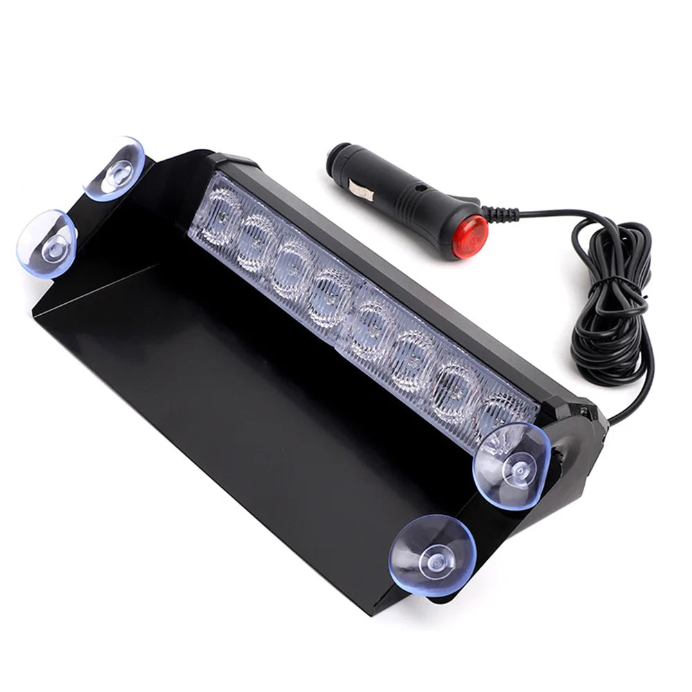 Car LED Police Lights Strobe Light 12V Emergency Signal Lamps Warning Light Auto Truck Flashing Windshield Flash Lighting 8 Leds