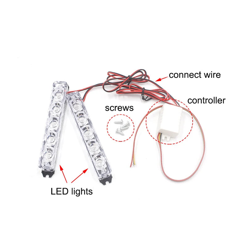 5/6LED 12V Police Strobe Light Flashing Warning Rear Brake Signal LED Lights Auto Ambulance Flash light Emergency Parking Lamp