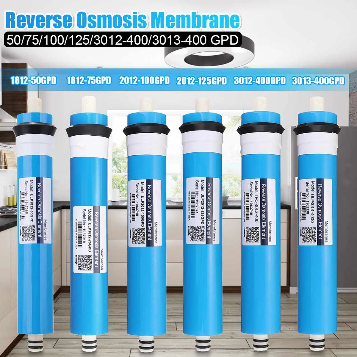 50/75/100/125GPD Home Kitchen Reverse Osmosis RO Membrane Replacement Water System Filter Water Purifier Water Filtration System