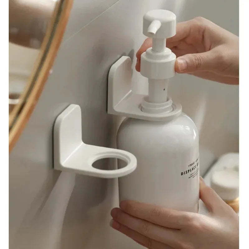 1/2pcs Adjustable Dispenser Bottle Holder Wall Mounted Adhesive Shampoo Lotion Hand Soap Bottle Hanger Bathroom Storage Rack