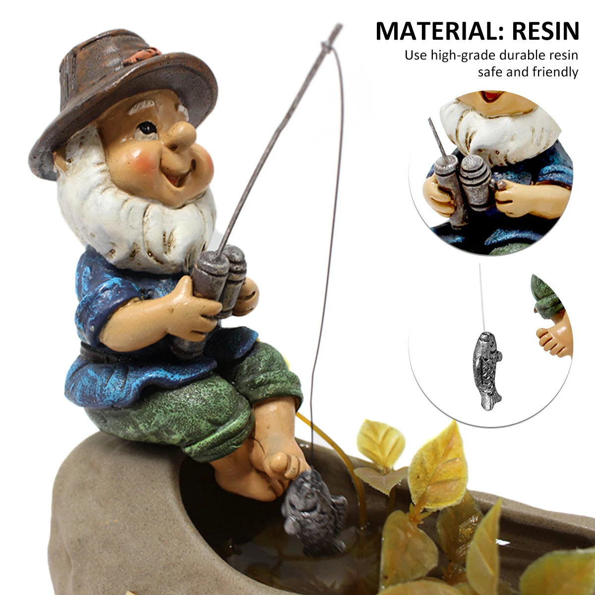 Mini Fishing Gnome Statue Resin Dwarf Outdoor Statue Lawn Patio Balcony Garden Decoration Desktop Decorations Accessories