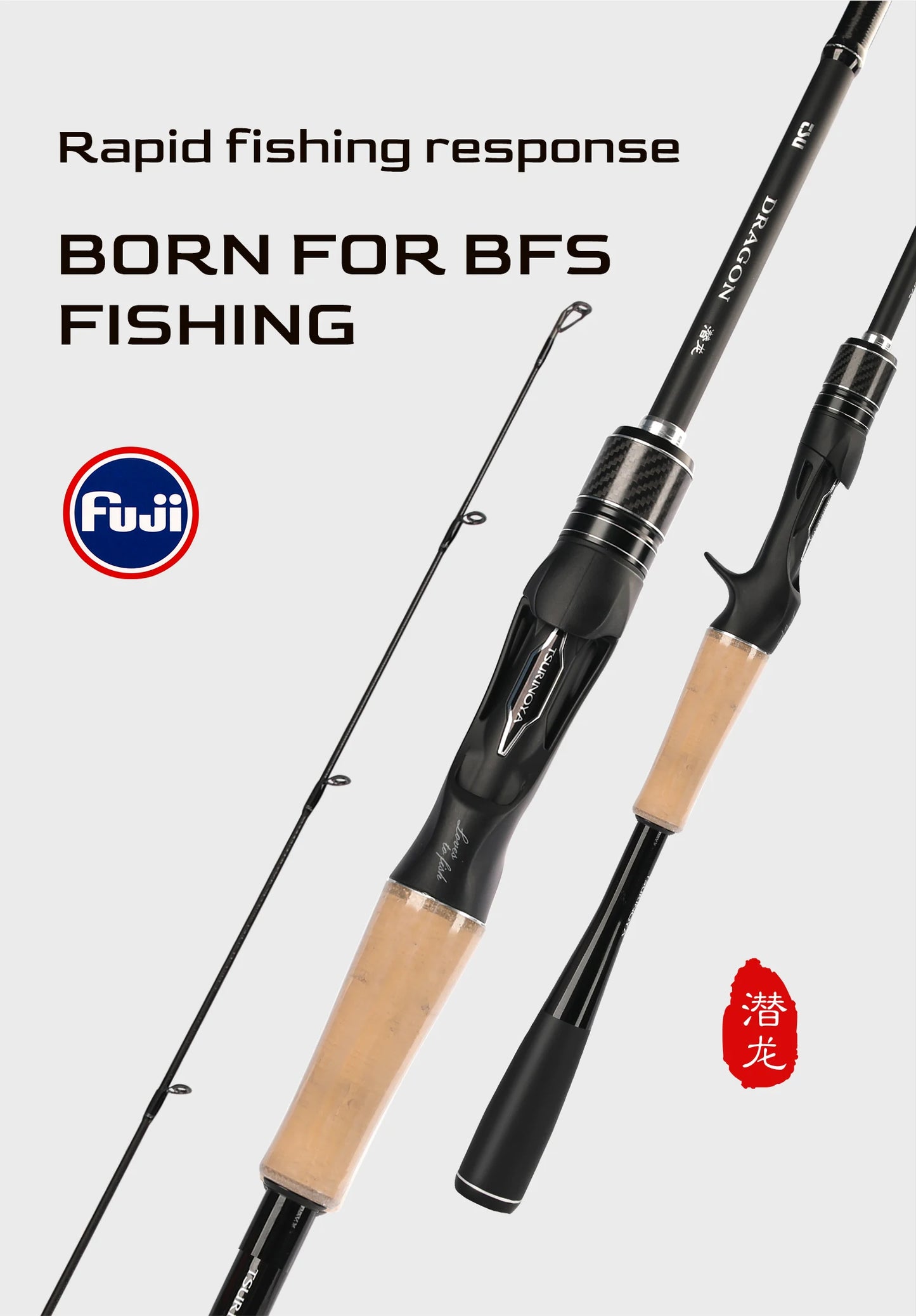 TSURINOYA DRAGON Fishing Rod 1.98m 2.08m L ML M Fast Action Spinning Casting Rod For Bass Pike FUJI Guide Carbon 2 Section Rod