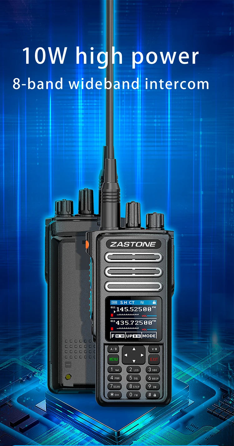 ZASTONE M9 10W Walkie Talkie Ham Amateur 2 Way Radio AM Air Aviation Band High Power Walkie-Talkie CTCSS FM Radio