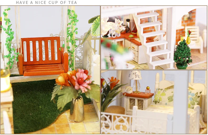 DIY Dollhouse Wooden doll Houses Miniature Doll House Furniture Kit Casa Music Led Toys for Children Birthday Gift