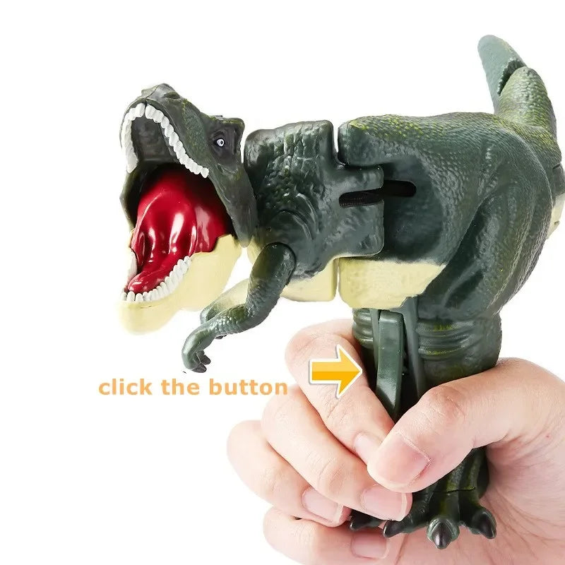 18cm Biting Green Red Tyrannosaurus Rex Dinosaur Hand Control Spring Swing Decompression Fingertip Kids Toy Birthday Boy Gift