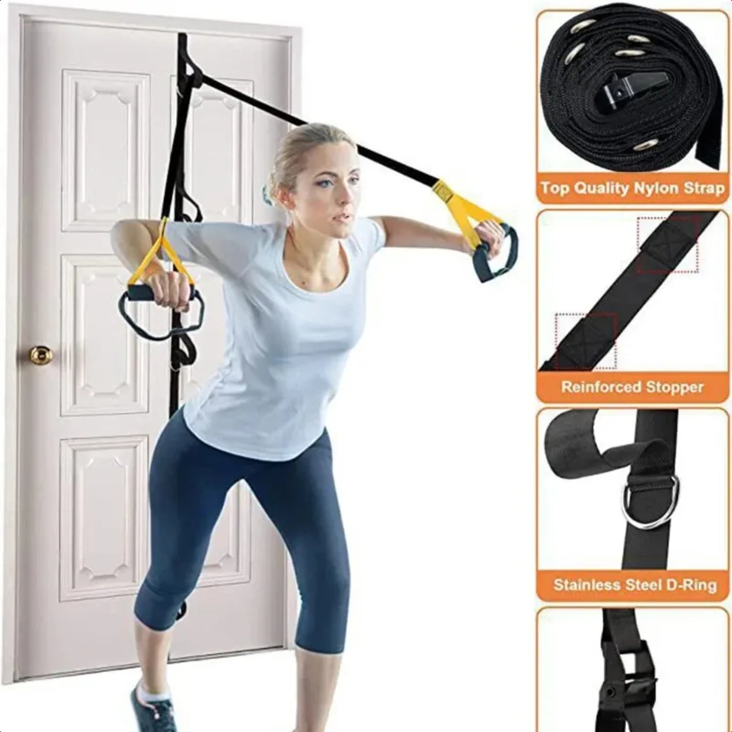 Elevate your home fitness routine with this convenient and highly effective strap equipment. Achieve your training goals without