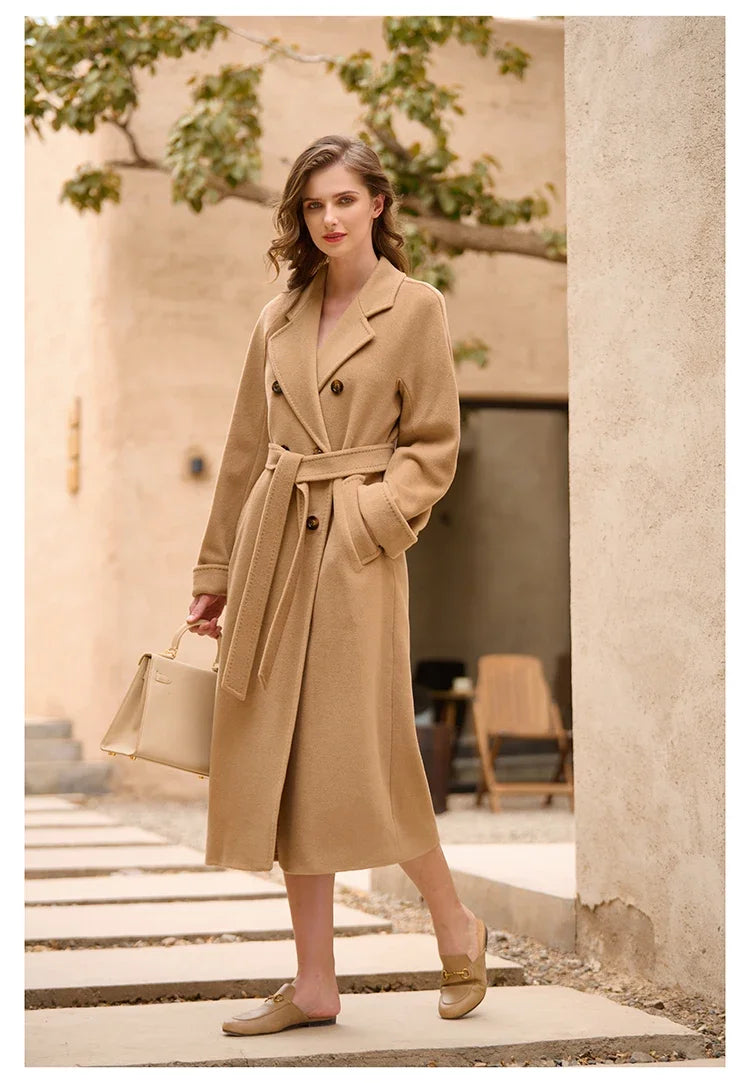 Women's Coat Double-sided 10% Cashmere 90% Wool Women's Long Coat Jacket, 2024 Winter New Long Cashmere Coat Women