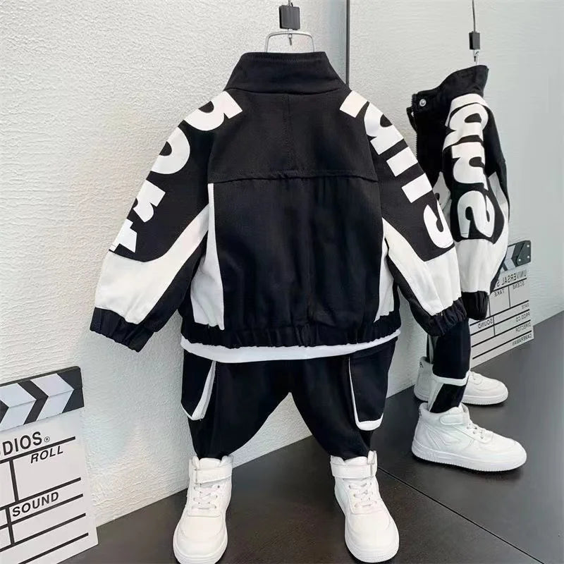 Boys Clothing Set Jacket Suit Spring and Autumn Clothing Children's Sportswear Set Boys' Baby Coat Pants Two-piece Set 2024 New