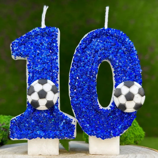 1pcs Blue Football Cake Decoration Digital Shape 0-9 Candle Decorative Candle Birthday Party Cake Decoration Topper