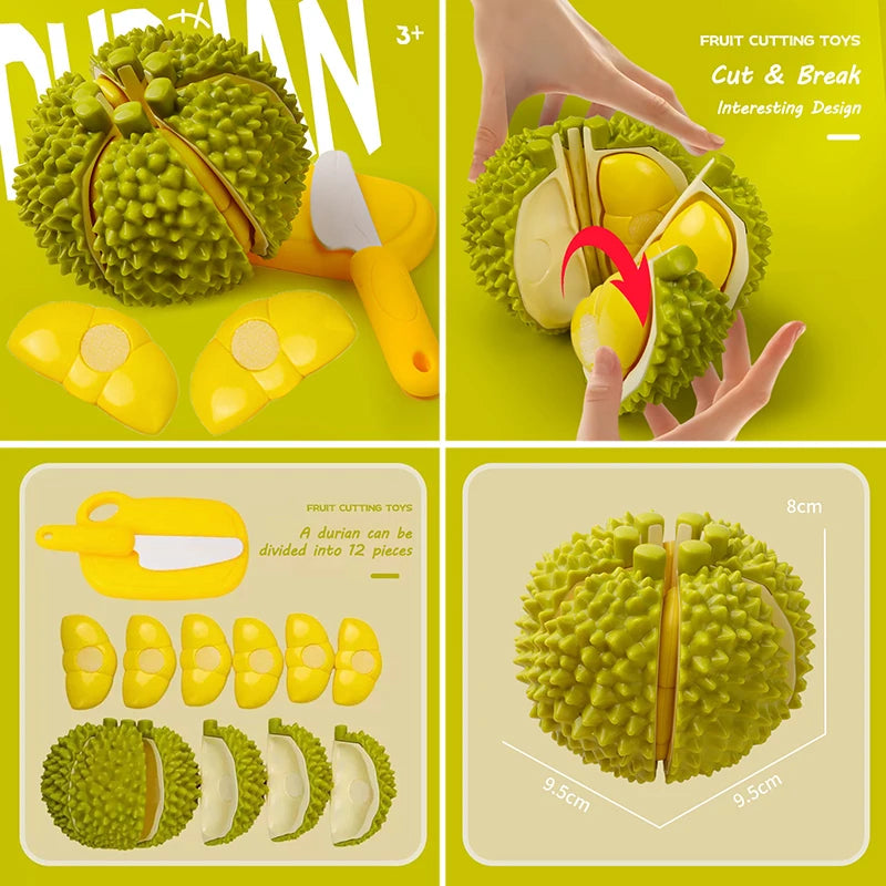 Baby Play Food Kitchen Toys Durian Apple Fruit Dinette Cutting Game Hamburg Pizza Creative Cooking Pretend Play House Girls Toys