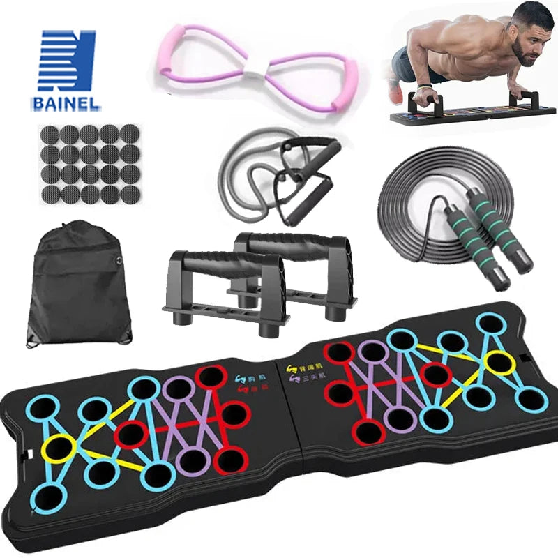 Portable Multifunctional Push-up Board Set with Handles Foldable Fitness Equipment for Chest Abdomen Arms and Back Training