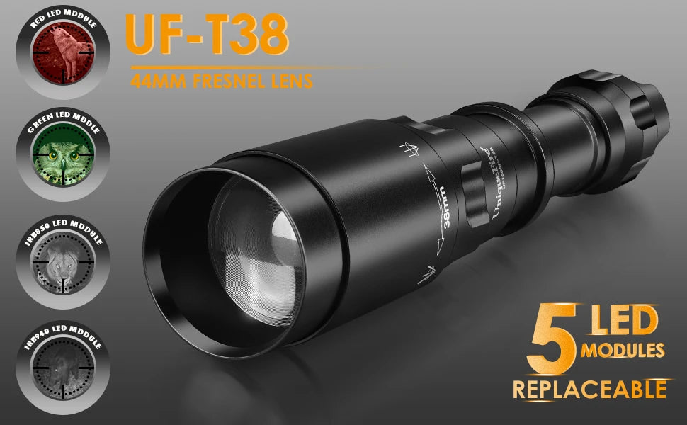 UniqueFire 1605 T38 Vcsel940 Vcsel850 IR LED FlashLight  Dimmer Swtich Indicator USB C Rechargeable 18650 Torch Max.1500 Meters