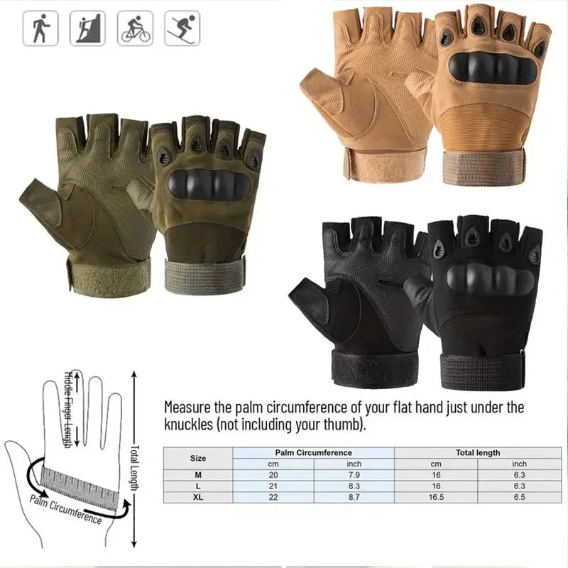 Outdoor Tactical Gloves Half Finger Paintball Airsoft Shot Combat Anti-Skid Men Bicycle Camping Hunting Gloves Protective Gear