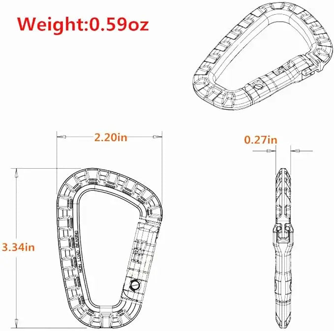 5Pcs Tactical 3.5" Plastic Carabiner Molle Clip ITW Keychain D-Shape Hard Spring Snap Gear Hook Outdoor Camping Hiking EDC Tools