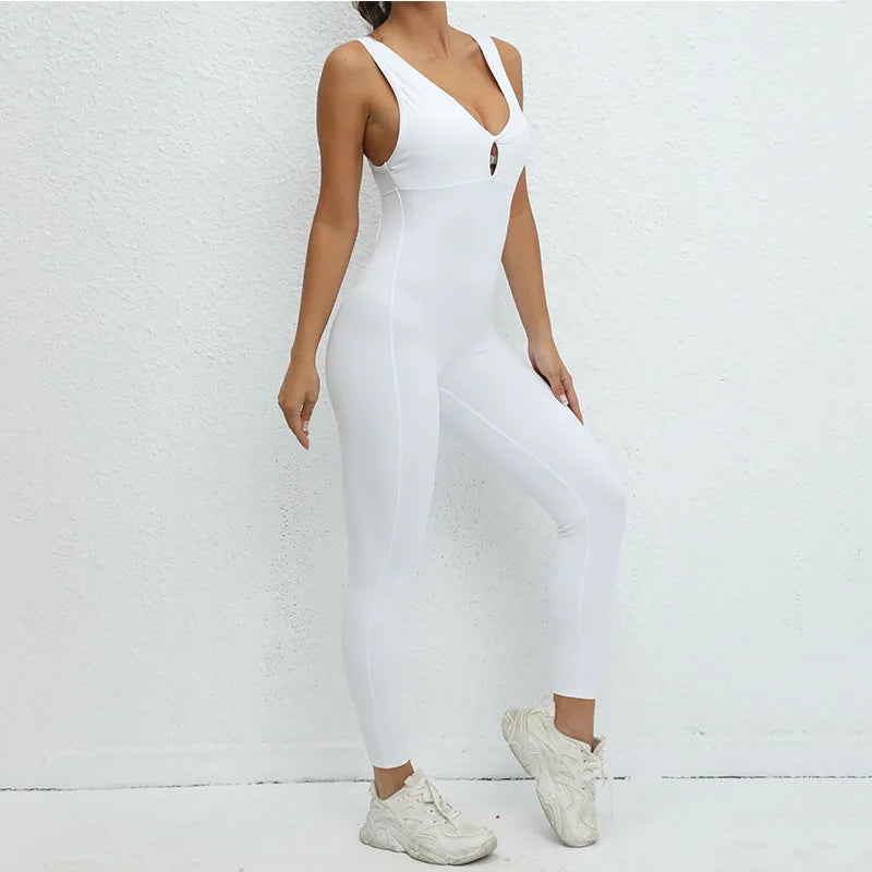 New Sportswear Woman Gym Fitness Overalls Sporty Jumpsuit Women Sport Sets Women Yoga Pants Clothes One Piece OutfitGirl  Back