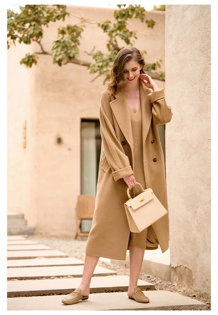 Women's Coat Double-sided 10% Cashmere 90% Wool Women's Long Coat Jacket, 2024 Winter New Long Cashmere Coat Women