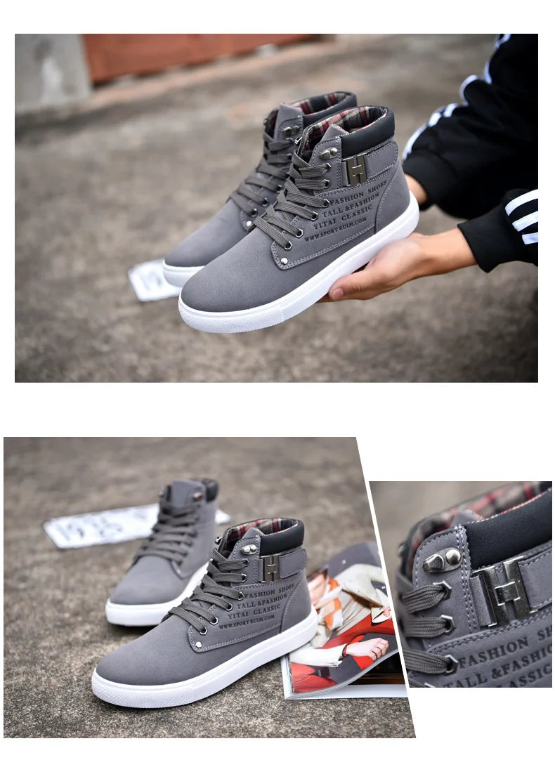 2024 Fashion Men Casual Shoes High Top Canvas Shoes Sneakers Man Lace-Up Breathable Trainers Men Baskets Basic Flats Shoes