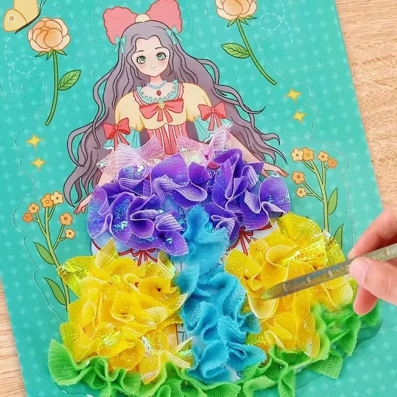 Children DIY Painting Sticker Craft Toys Kids Art Girls Poking Painting Princess Handmade Educational Magical Children Gifts