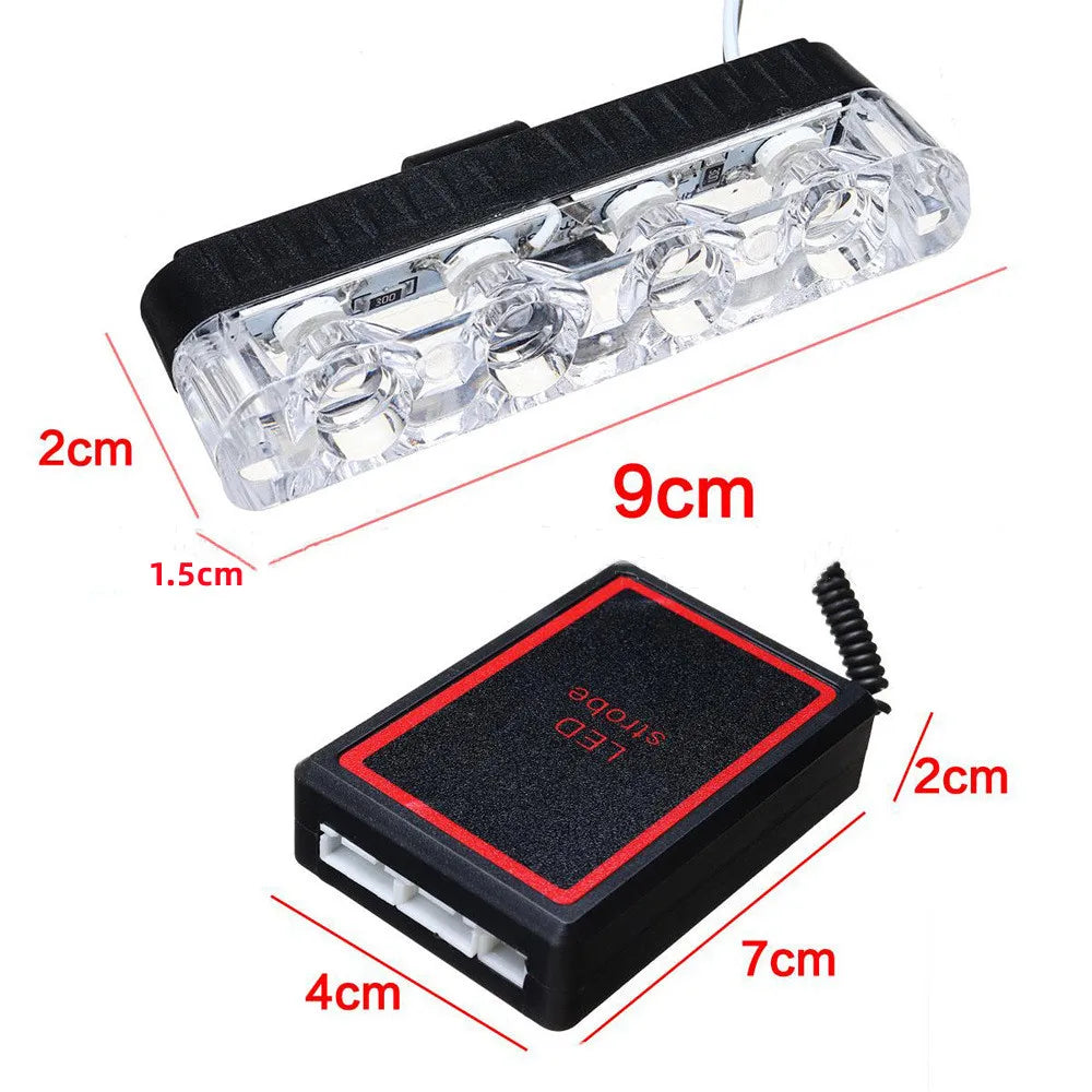 12V Red Blue Emergency Strobe Lights 4 LED Police Lamp With Wireless Remote Control Flash Grille Light for Cars Truck Van SUV