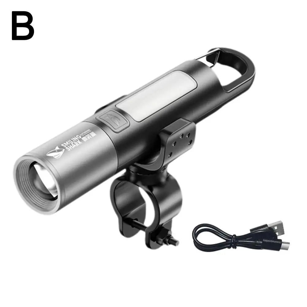 3-in-1 800 Lumen Bicycle Flashlight With Stand Usb Light Waterproof Super Zoom Cycling Rechargeable Led Bright W2c6