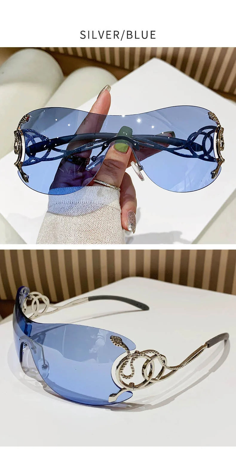 Y2k Fashion Sunglasses Women Vintage Oculos Sunglasses Rimless Designer Glasses Trending Sun Lentes Gafas De Sol Mujer Lunette