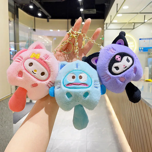 Sanrioed Plush Toys Cinnamoroll Kuromi My Melody Anime Cute Plushie Keychain Pendant Cartoon Stuffed Toy for Children Girls Gift