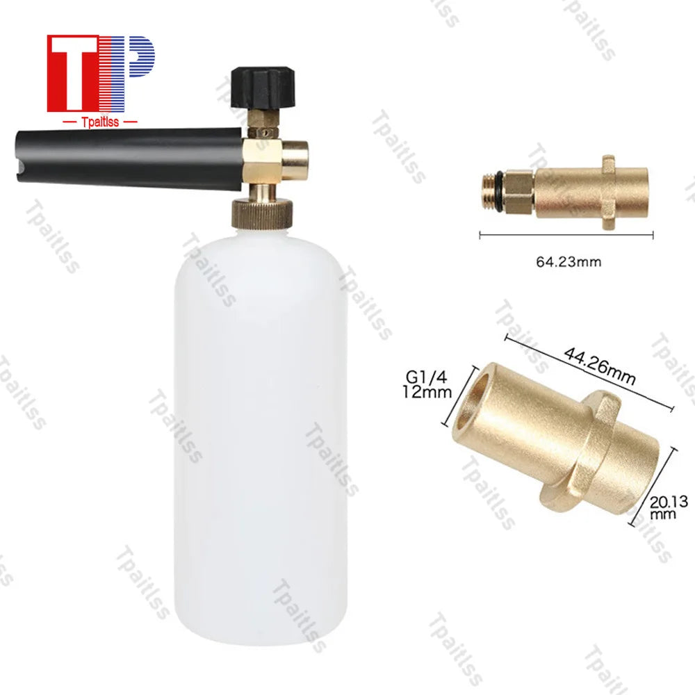 Tpaitlss Foam Cannon with 1/4 Quick or Karcher K Connect and 1L Bottle Snow Foam Lance for Pressure Washer Gun and Wand New