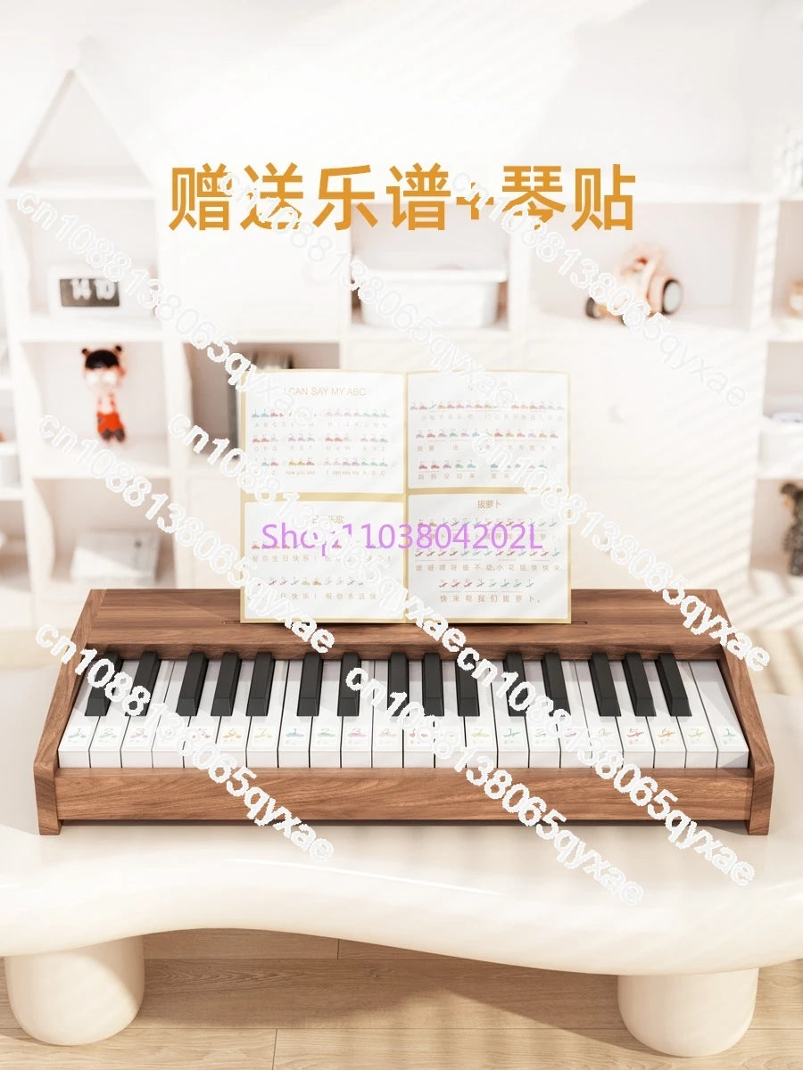 Wooden Children Little Piano Pattern Electronic Keyboard Beginner Baby Infant Boy Girl Baby Toy Gift