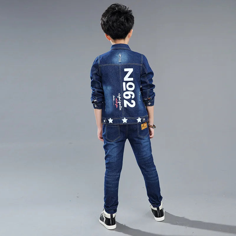 Boys Spring and Autumn Children's Two Piece Set for Kids Clothing Boys Denim Set