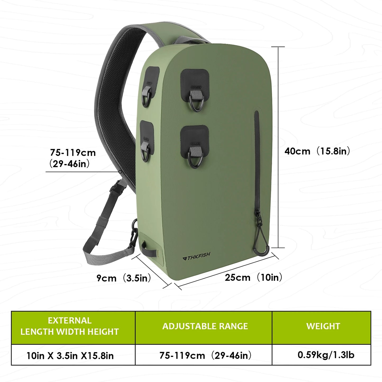 Waterproof Backpack for Fishing Trout Fishing Backpack Fly Fishing Sling Pack IPX8 Waterproof Fishing Storage Bag for Fly Fish