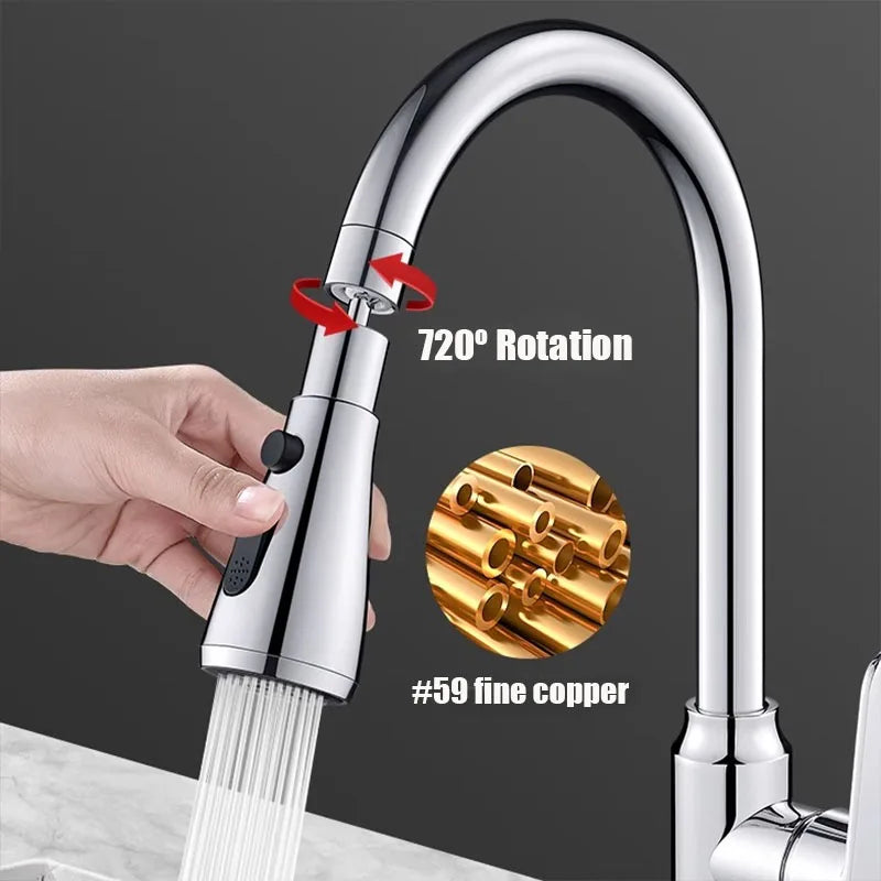 Universal 720° Rotate Kitchen Faucet Extender Aerator Splash Filter Kitchen Washbasin Faucet Bubbler Nozzle