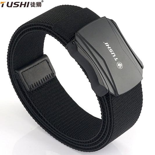 TUSHI New Tactical Belt Military Hiking Work Belt with Heavy Duty Quick Release Buckle New Aluminum Alloy Men's Elastic Belts