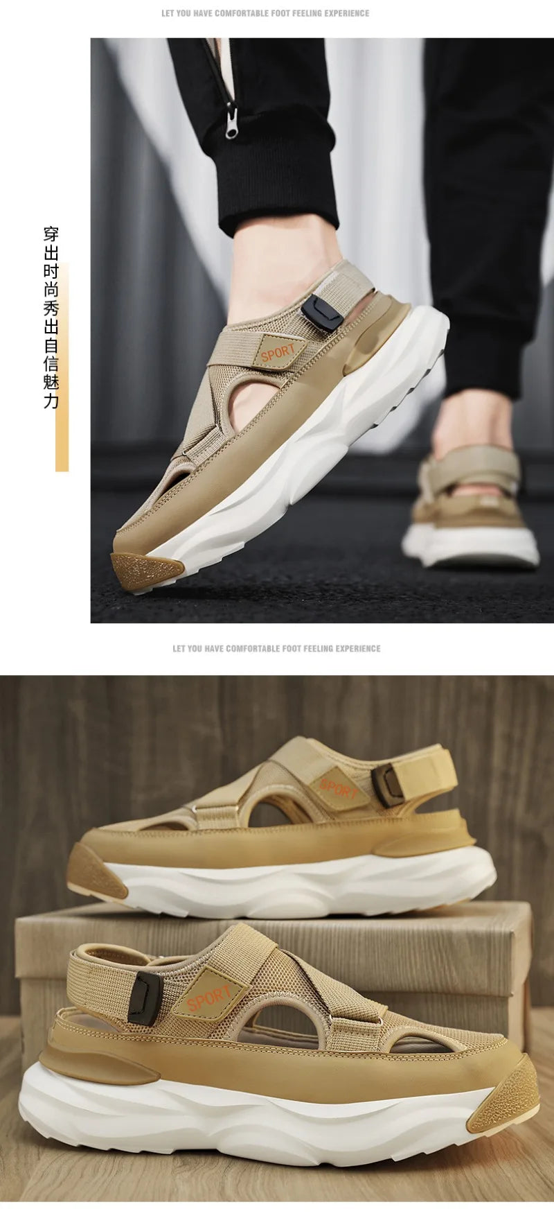 Sandals for Men Summer Cave Casual New Baotou Sports Shoes Men's Water Proof Sandals for Male Beach Shoes Platform Sandals 슬리퍼44