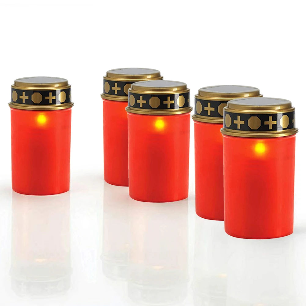 Grave Candle For Cemetery Waterproof Solar Electronic LED Candle Light Flameless Tea Light Outdoor Solar Lawn Lamps