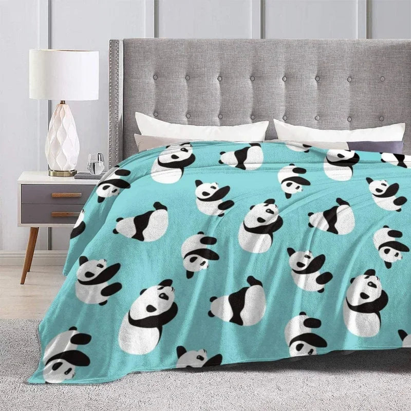 Cute Panda Flannel Fleece Bed Throw Lightweight Cozy Plush Blanket for Bedroom Living Rooms Sofa Couch 50 "x 40"