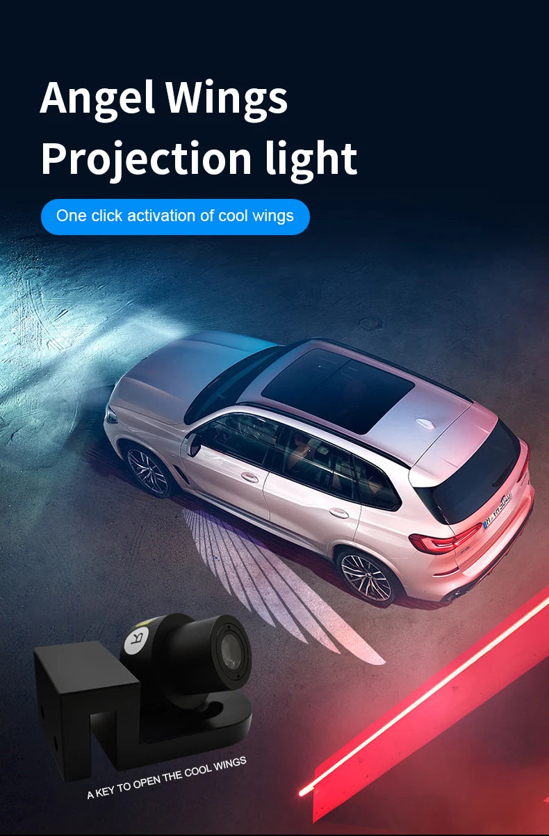 New Angel Wings Light Car Projector LED Shadow Light Welcome Lamp Auto Accessories For BMW Volkswagen Honda Mercedes-Benz