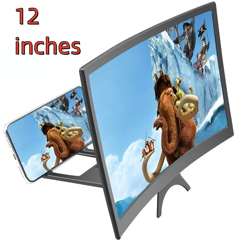 Universal Mobile Phone Curved Screen Magnifier 12-inch Curved Screen Magnifier Mobile Phone Portable Desk Holder Ultra Clear