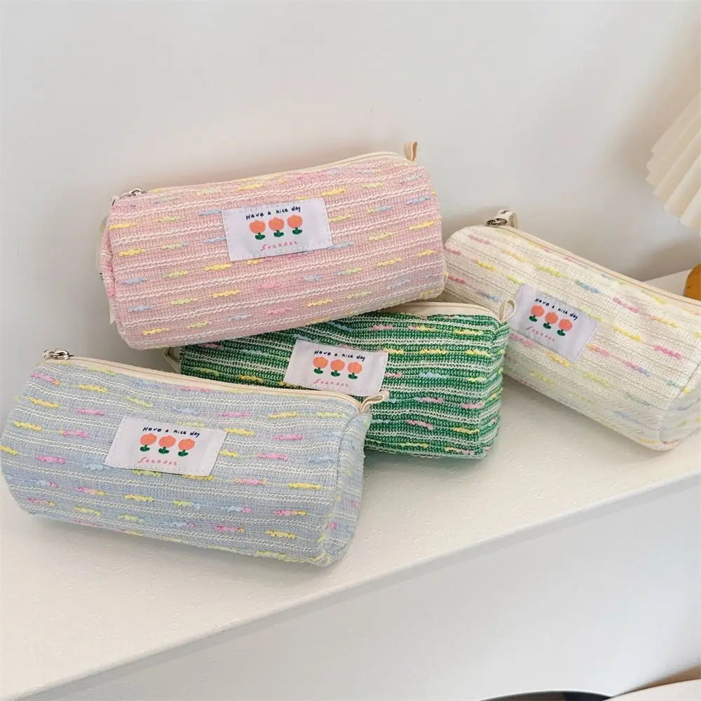 Gift Embroidered Pencil Case Large Capacity Stationary Case Stationary Storage Pouch Cosmetic Bag