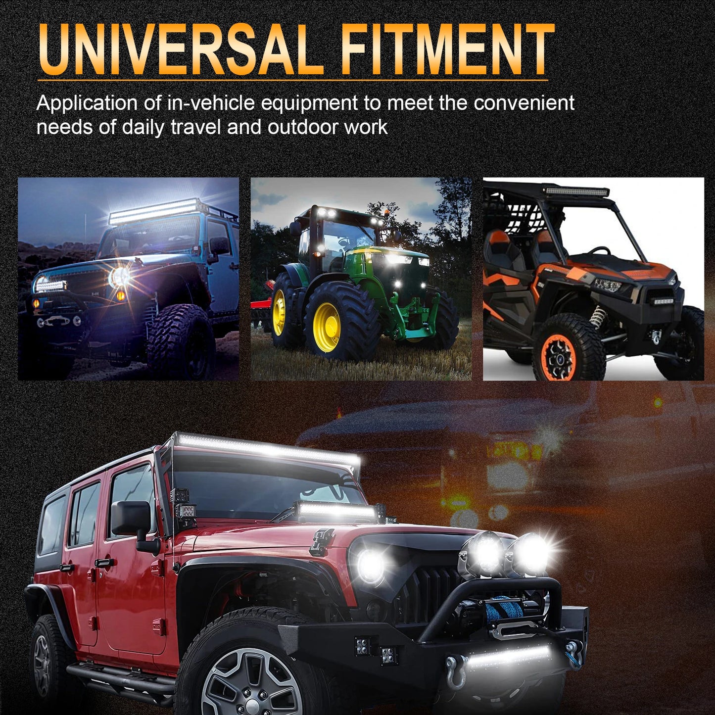 Universal 20inch 126W LED Light Bar + Front Bumper License Plate Bracket Wiring Fit ATV Truck SUV 4x4 Tractor Car Vehicle