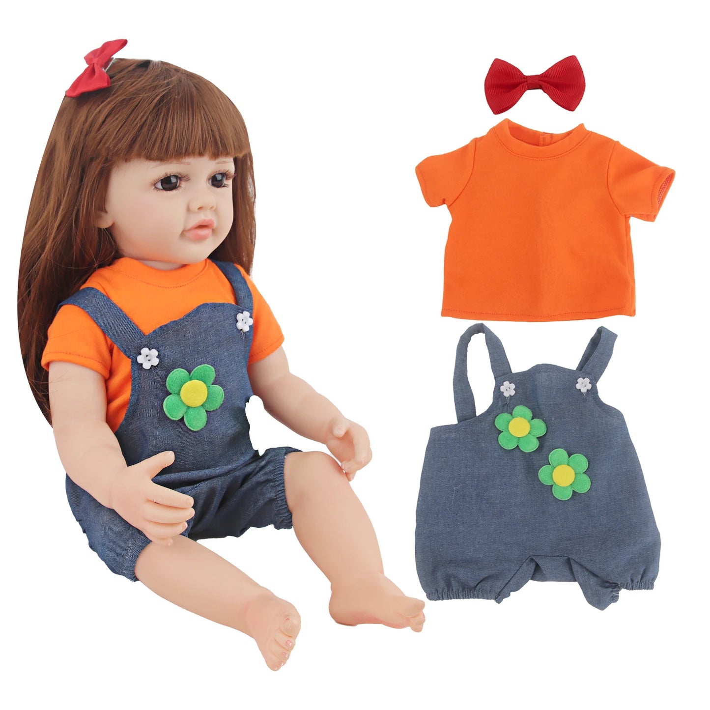 55CM 22 Inches Baby Reborn Girl Doll Full Body Soft Silicone Cute Newborn Dolls With Shoes,Clothes Girl's Best Gift Festival Toy