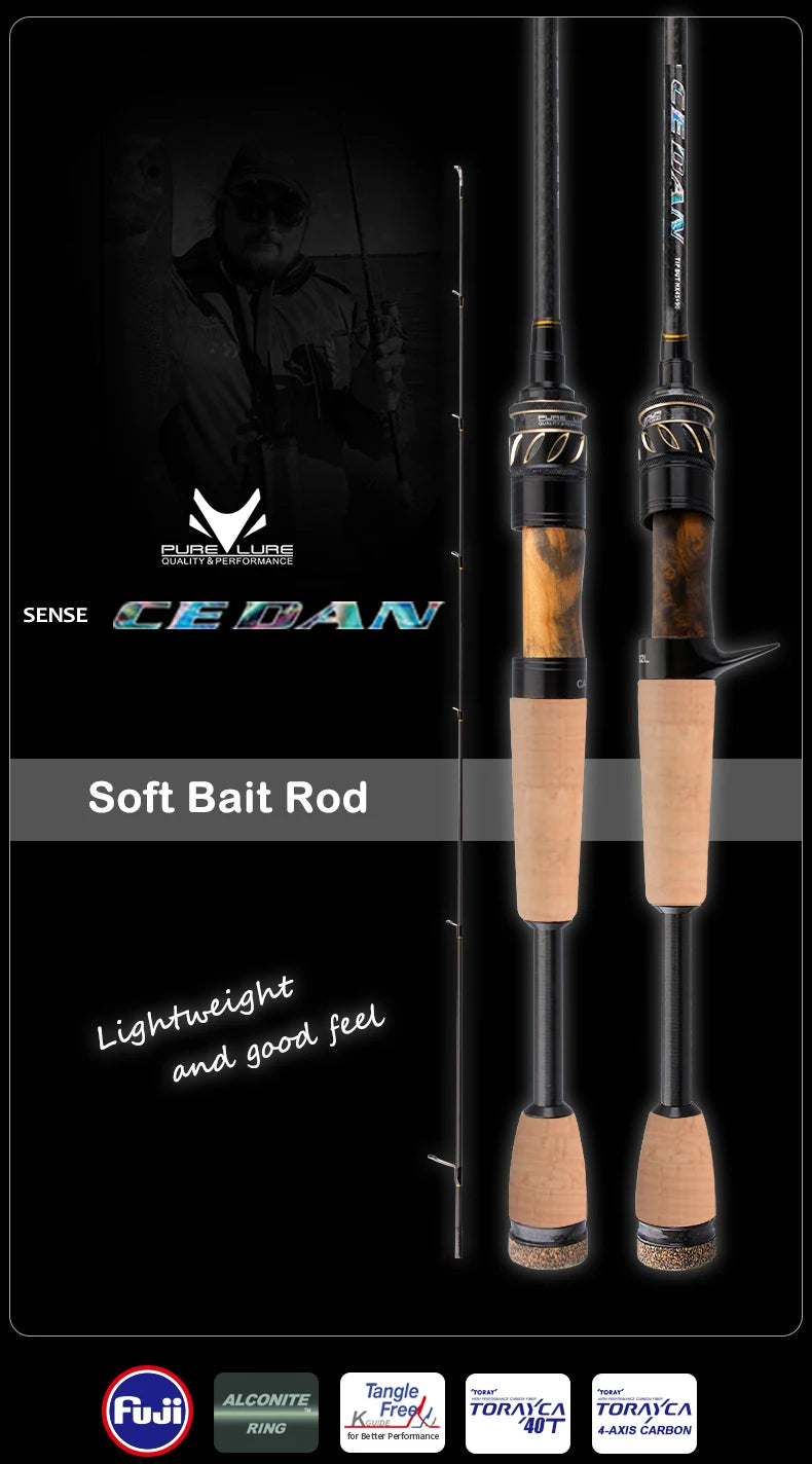 PURELURE SENSE CEDAN Universal Micro Rod 40T Carbon Casting Spinning Fishing Rods Baitcasting 2.5g-10g Fast Trout Rod Bass Rod